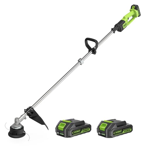 WORKIT 20V 14" Cordless String Trimmer - Brushless Motor Weed Wacker with 2×2.0Ah Batteries, 0.095" Dual Line Auto Feed, Lightweight Weed Eater for Lawn & Garden