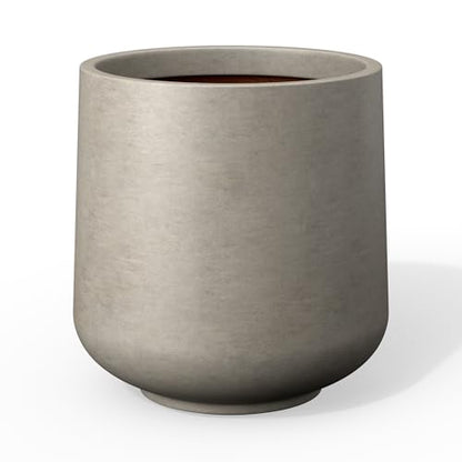 Kante Small Round Curved Weathered Concrete Planter 9.4" Dia, Outdoor - color: Weathered Concrete, size: 8.2" D