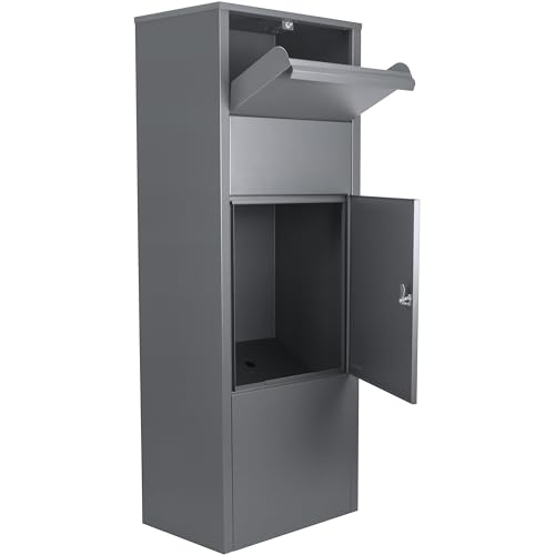 Gray Locking Parcel Drop Box for Porch, Storage Shed - color: Gray
