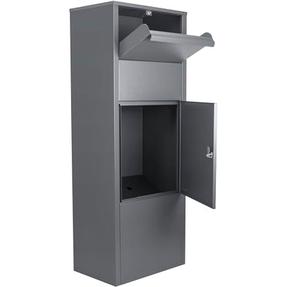 Gray Locking Parcel Drop Box for Porch, Storage Shed - color: Gray