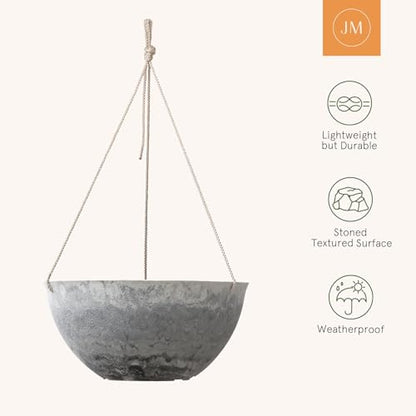 LA JOLIE MUSE Hanging Planter Baskets for Outdoor Plants, Set of 2, 13 Inch - color: Marble Pattern