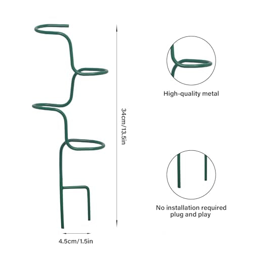 Plant Support Stakes - 3 Pack Durable Metal Trellis for Monstera - color: Green