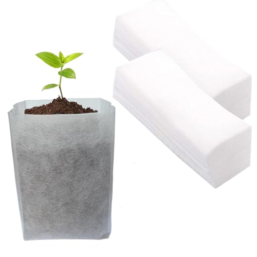 gardtree 1 1/4 Gallon 100PCS 11×11.5 Inch Breathable Plant Grow Bags - Non-Woven Plant Nursery Bags for Seed Starting, Indoor/Outdoor Vegetables, Herbs & Flowers | Easy Transplant, Space Saving - color: White, size: 11"x11.5"/100PCS