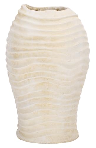 SAFAVIEH Outdoor Patio Furniture Collection - Damian Off-White Magnesium Oxide Planter Pot, Weather-Resistant Garden Décor (PAT5043A) - color: Off White