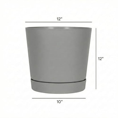 Root & Vessel Majestic Full Depth Round Cylinder Pot, Glossy Gray, 12-Inch (10120) - color: Gray, size: 12 Inch