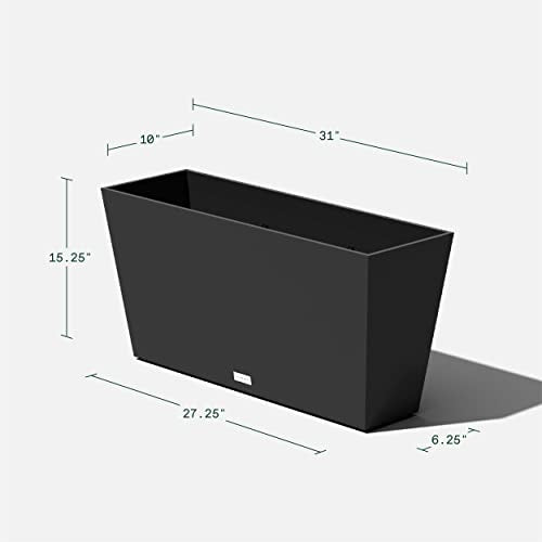 Veradek Pure Series Midori Planter - Wide Outdoor Planter - color: Black, size: 31 inch