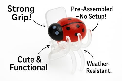 Ladybug Plant Clips – 50 Pack Cute Garden Vine Holders for Tomatoes, Orchids, Trellis & More – Indoor Outdoor Plant Support, Preassembled and Reusable