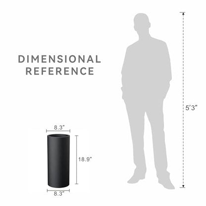 Kante Small Round Column Black Concrete Planter 18.9" Tall, Outdoor - color: Black, size: 18.9“h