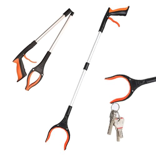 32" Trash Grabber Reacher Tool, Reach Grabbers for Seniors Heavy Duty, Elderly Assistance Products with Magnet Picker Upper, Gripper Pick up Sticks Hand Tools Gripper Pickup Mobility Aids (Orange) - color: Orange