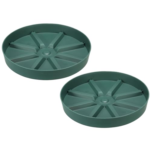 PATIKIL 9 Inch Plant Saucers Tray, 2Pcs Durable Plastic Round Flower Pot Drip Tray Thicker Anti-Rot Root for Indoors Outdoors Home Garden, Green - color: Green, size: 9 Inch