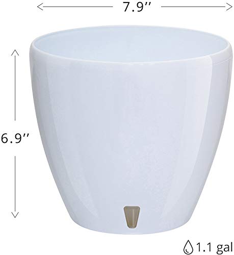 Gardenera 7.9" Deco Self Watering Pots for Indoor Plants in Shade - Decorative Flower Pot with Water Level Indicator and Drainage Cartridge for All House Plants, Flowers, Herbs and Succulents - color: Shade, size: 7.9 Inch