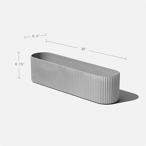 Veradek Demi Series Window Box Planter - Round Outdoor Planter - color: Gray, size: 36 inch