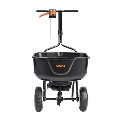 VEVOR Walk Behind Spreader 60 LBS Capacity Push Broadcast Spreader Black
