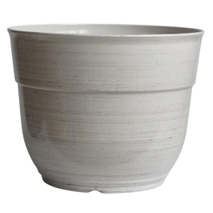 Garden Elements Indoor/Outdoor Glazed Brushed Happy Plastic Planter, Large, Cream, 15" - color: Cream