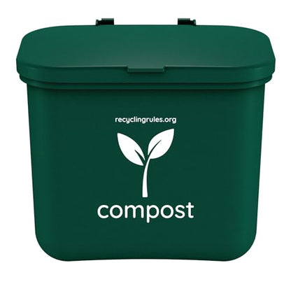 Small Green Compost Bin Container for Hanging on Kitchen Trash Container - size: Qty 1 Compost Green