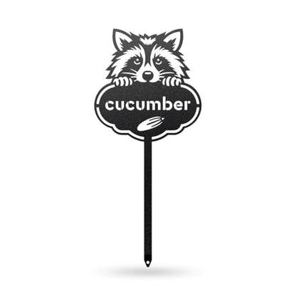 RealSteel Rocky the Raccoon Plant Markers – Cute Metal Garden Labels for Herbs & Vegetables | Outdoor Steel Plant Stakes for Garden, Greenhouse & Raised Beds | Gardening Gift | USA (CUCUMBER-B-6X13) - style: CUCUMBER
