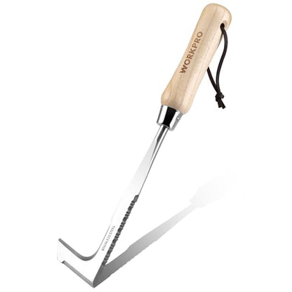 WORKPRO Crack Weeder, 12" Stainless Steel Crevice Weeding Tool with Ash Wooden Handle