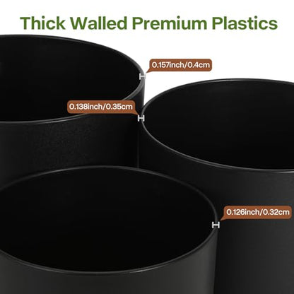 GARDIFE 3 Pack Cylinder Planter Set 10/9/8 Inch White Indoor Plant Pots - color: Black