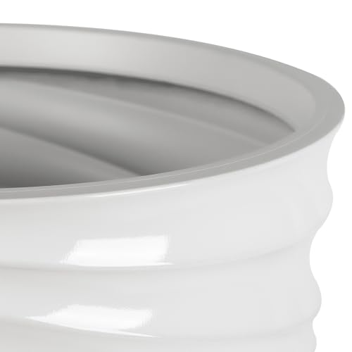 White Round Plastic Planter 16x16x18 Inches, Tall Sturdy Flower Pot for Patio and Garden, Fade and Weather Resistant, Lightweight Design with Drainage