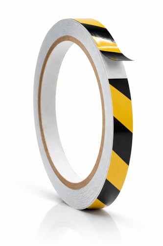 WOD Engineering Grade Retro Reflective Tape Black & Yellow, 1/2 inch Wide x 30 ft. Outdoor Waterproof Safety Reflector for Autos, Bikes, Camper, RV, Boat Striping, and Traffic Signage Marking - color: Black & Yellow, size: 1/2 Inch