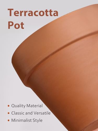 INGOFIN 12 Inch Terracotta Pot with Saucer - Ceramic Clay Pot for Plants with Drainage Hole, Large Terra Cotta Flower Planter with Tray for Indoor Outdoor Plants - size: 12 Inch