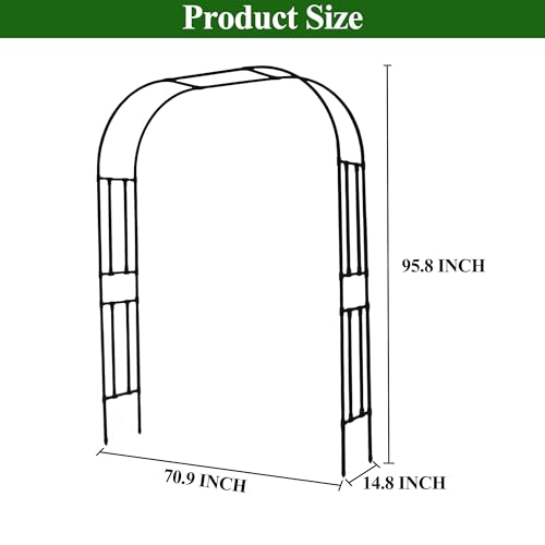 PE Coated Metal Garden Arch Trellis 95.8" H x 70.9" W Black