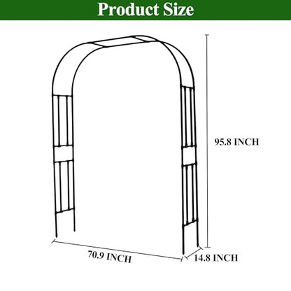 PE Coated Metal Garden Arch Trellis 95.8" H x 70.9" W Black