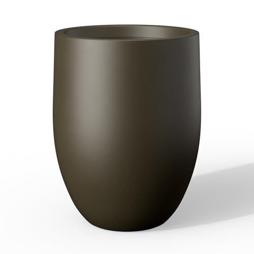 Kante Large Round Bullet Dark BRN Concrete Planter 21.7" Tall, Outdoor - color: Dark Brown