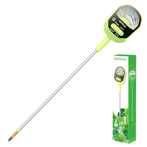 Long Probe Soil Moisture Meter, 4-in-1 Soil pH Tester,Soil Moisture, Fertility,Sunlight Intensity with Removable Probe, Large Dial Soil Test Kit for Plants Gardening, Lawn and Indoor Outdoor Plants - size: 15in