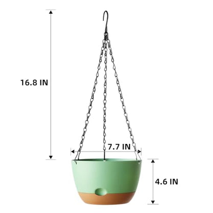 Hanging Planters, 4 Pack, Self-Watering, 7.5 Inch, Green - color: Green, size: 7.5 Inch