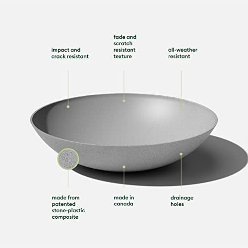 Veradek Mason Series Lane Bowl - Large Outdoor Bowl Planter - color: Gray, size: 8"H x 32"DIA