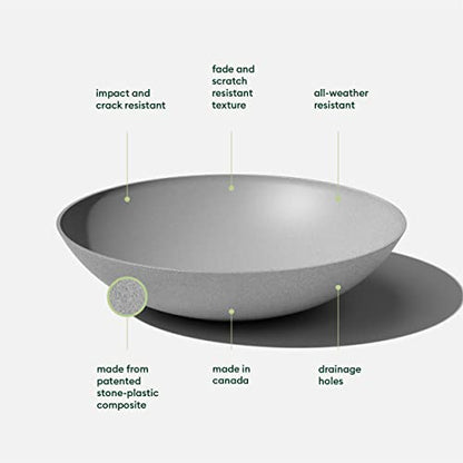 Veradek Mason Series Lane Bowl - Large Outdoor Bowl Planter - color: Gray, size: 8"H x 32"DIA