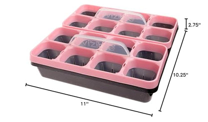 Vizible 16-Cell Seed Starting Tray Caddy | Reuseable Clear Cell Design | Perfect for Vegetables Including Tomatoes and Peppers, Flowers and Herbs (Aster Pink) - color: Aster Pink