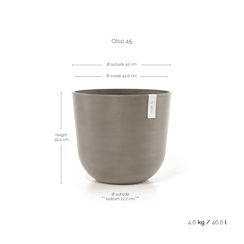 Ecopots Oslo Round Flower Planter, Taupe, 17.75" - color: Taupe, size: 17.5"