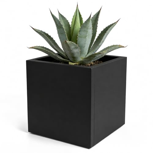 Cyayit Outdoor Metal Planter Box, 15.75x15.75x15.75 Inch, Galvanized Steel - color: Black, size: 15.7x15.7 in