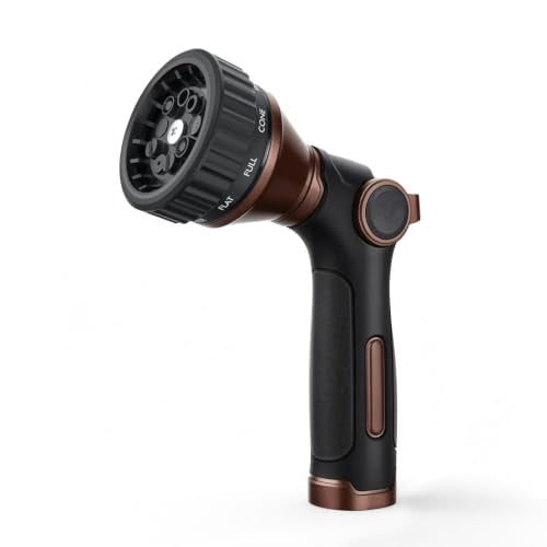 RESTMO Water Hose Nozzle Heavy Duty, Garden Hose Sprayer Thumb Control - color: Brown