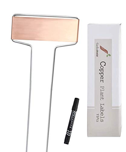 Copper Garden Labels Plant Markers Nursery Tags Reusable Planting Gardening Sticks for Vegetable Herb Flower Pack of 15,with 1 Marker Pen - color: 15 Pcs
