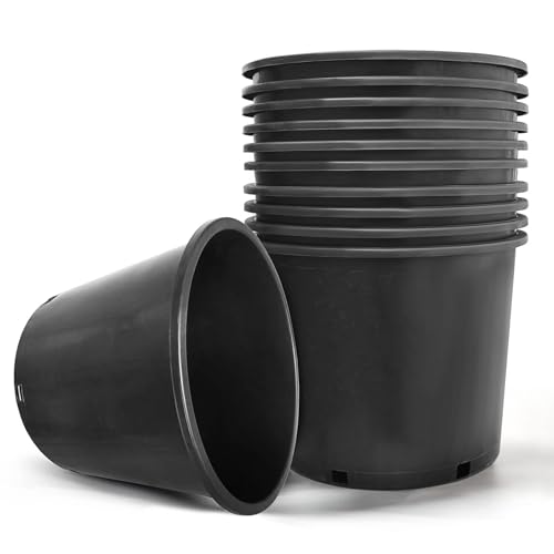 HOSTIC 7 Gallon pots for Plants 7 Gallon Flexible Nursery Pots Gallon Pot with Drainage Holes Plastic Plant Large Container Suitable for Indoor Outdoor Vegetables Flowers Plants 10 PCS - size: Standard 7 Gallon