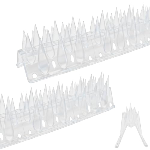 Bird Spikes, Clear, 22 Pack, New Roof Overhang Spikes, Pigeon Spikes for Fence, Outdoor, Garden, Keep Raccoon Seagull Away, Cat Fence Anti Climb, 23.6Feet - color: Clear, size: 23.6 Feet