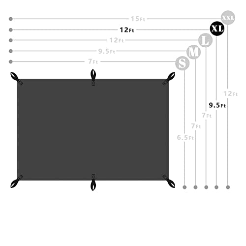 10x12ft Black Tarp Heavy Duty Waterproof, Oxford Fabric Cover 20mil - size: 10x12ft