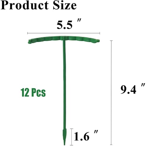 12Pack Plant Stakes, Plant Rings Stackable 3 Tier Garden Flower Support - size: 9.4" X 5.5"