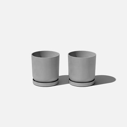 Veradek Mason Series Lima Planter & Drip Tray - Large Round Outdoor Planter - color: Gray, size: 10 inches - 2 Pack with Saucers