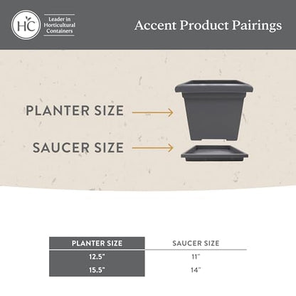 The HC Companies Accent Square Plant Pot, 12.5 Inch, Evergreen, 2-Pack - color: Evergreen, size: 12.5" (Pack of 2)