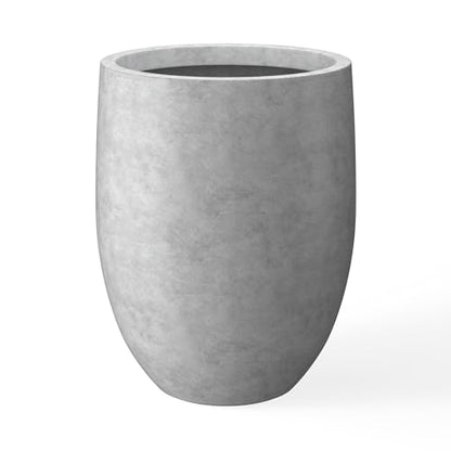 Kante 21.7" Tall Concrete Planter, Large Round Bullet Pot, Pale Gray - color: Natural Concrete