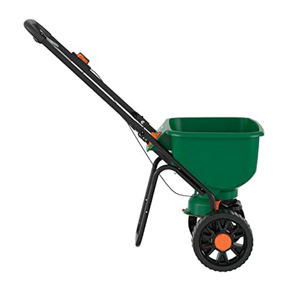 Scotts Turf Builder EdgeGuard DLX Broadcast Spreader for Seed, Fertilizer, Salt, Ice Melt, Holds up to 15,000 sq.ft. Product, Green - style: Deluxe