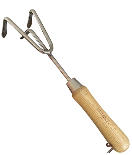 Garden Guru Eco Hand Cultivator Rake Tiller Tool- 100% Recycled Stainless Steel - Rust Resistant - FSC Certified Wood Ergonomic Handle - Great for Gardening Cultivating Loosening Weeding - size: 1Pack