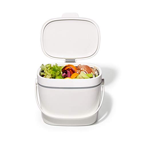 OXO Good Grips Easy-Clean Compost Bin, White, 1.75 Gal/6.62 L - color: White, size: 1.75 Gallon