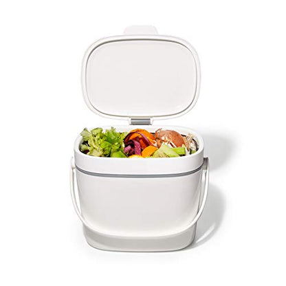 OXO Good Grips Easy-Clean Compost Bin, White, 1.75 Gal/6.62 L - color: White, size: 1.75 Gallon