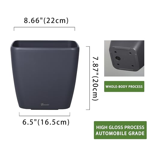 Dexceder 9x8 Self Watering Planter (Slate Gray Matte) - color: Slate Gray, size: 9x8