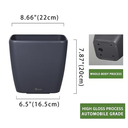 Dexceder 9x8 Self Watering Planter (Slate Gray Matte) - color: Slate Gray, size: 9x8